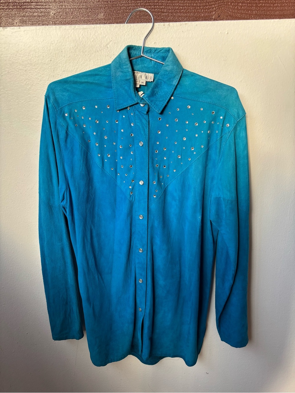Kenar Swede Teal Studded Men's Button-Up Shirt